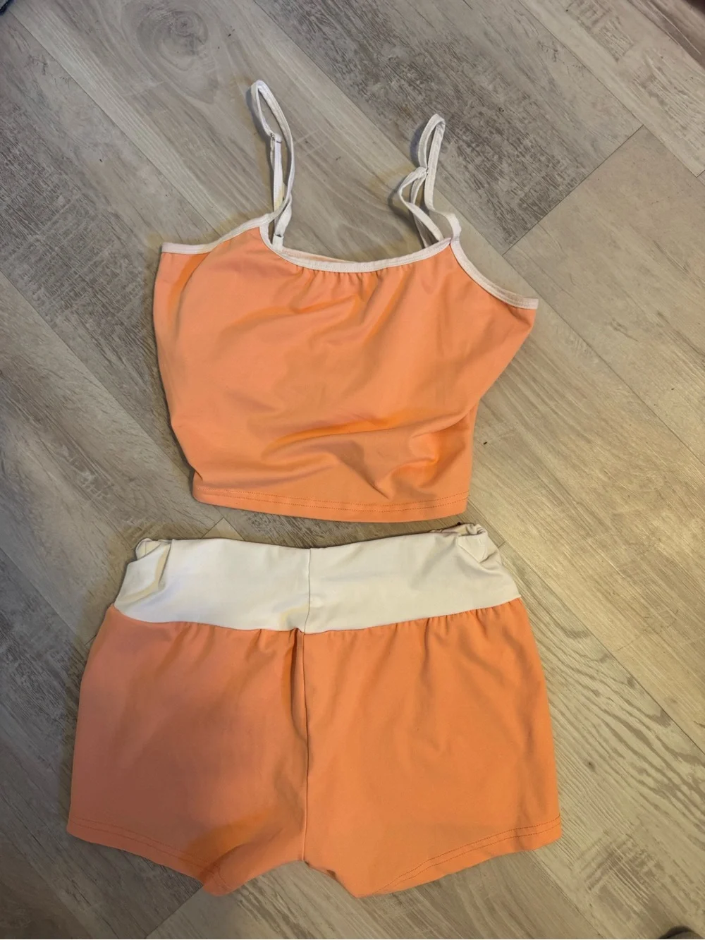 Women's Peach Two-Piece Sleep Set with White Trim